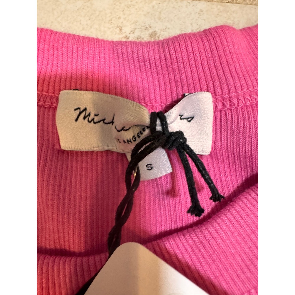 Michael Stars Nola Ultra Rib Tank Azalea Pink Wide Binding Sleeveless Top New! - Picture 4 of 4